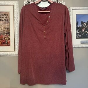 Bloomchic Burgundy Button-Up Top